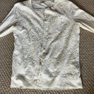 Merona White Lace Cardigan M